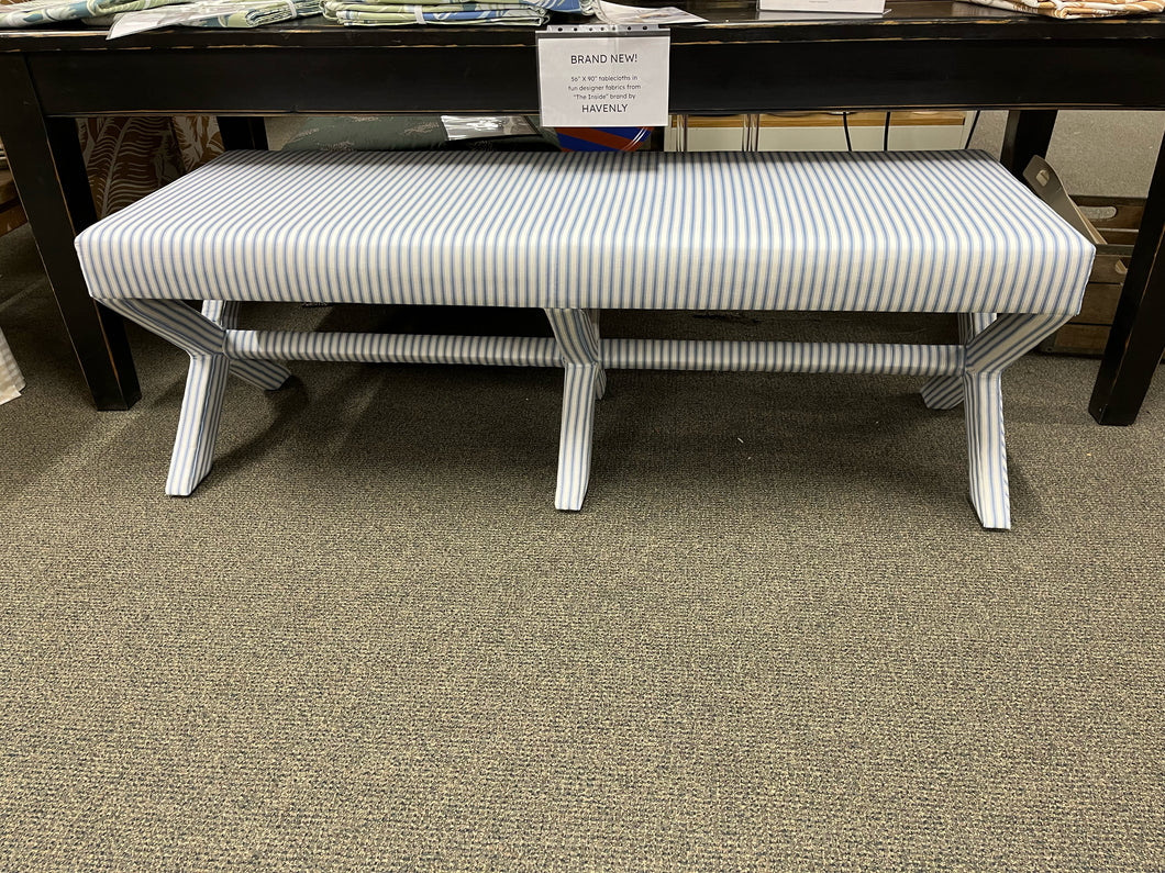 *NEW* Havenly Double X Bench | Cornflower Classic Ticking Stripe