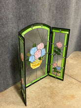 Load image into Gallery viewer, Stained Glass Hydrangea 3-Panel Fireplace Screen