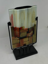 Load image into Gallery viewer, Contemporary Art Glass Vase on Metal Display Stand