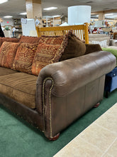 Load image into Gallery viewer, 94&quot; Upholstered Sleeper Sofa with Rolled Arms &amp; Tapestry Pillows