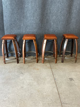 Load image into Gallery viewer, Set of 4 Reclaimed Wine Barrel Bar Stools