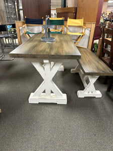 Custom Distressed Dining Table With Bench