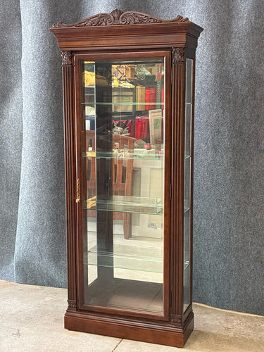 Howard Miller Mahogany Lighted Curio Cabinet with Glass Shelves