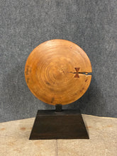 Load image into Gallery viewer, Rustic Wood Disc Sculpture with Butterfly Inlay