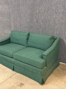 Traditional Green Upholstered Loveseat with Skirted Base