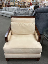 Load image into Gallery viewer, Designer-Style Velvet Armchair with Walnut Frame