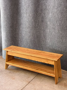 Handmade Oak Bench With Lower Shelf