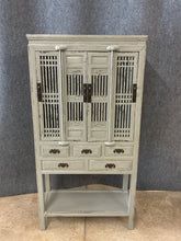 Load image into Gallery viewer, Grey Distressed Asian-Style Tall Cabinet