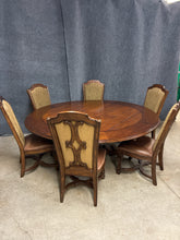 Load image into Gallery viewer, Expandable Round Pedestal Table &amp; 6 Stanley Side Chairs