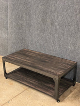 Load image into Gallery viewer, Rustic Industrial Rolling Coffee Table