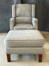Load image into Gallery viewer, Grey Upholstered Reclining Chair w/ Nailhead Trim, Matching Ottoman