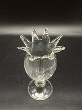 Load image into Gallery viewer, Clear Art Glass Tulip Vase with Fluted Rim