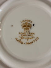 Load image into Gallery viewer, Bone China Gold Trim Black 2 Piece Floral Cup + Saucer
