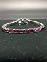 Load image into Gallery viewer, 3 Piece Rhinestone Emerald Cut Clip Purple Jewelry set