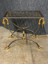 Load image into Gallery viewer, Neoclassical Iron Side Table with Brass Swan Heads