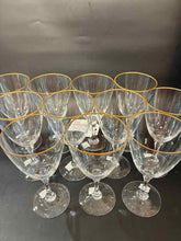 Load image into Gallery viewer, 11 Piece Lenox Clear Crystal Gold Trim Glasses
