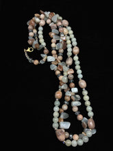 Load image into Gallery viewer, 3 Piece Beaded Irregular Quartz Pierced Peach Jewelry set