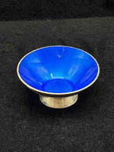 Load image into Gallery viewer, 3 Piece Blue Sterling Silver Enamel Salt + Pepper shakers