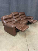 Load image into Gallery viewer, Brown Leather Double Reclining Sofa