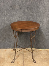 Load image into Gallery viewer, Round Accent Table with Wrought Iron Base