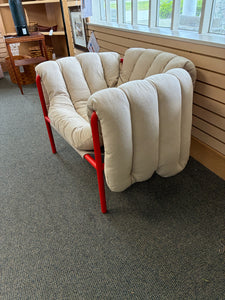 *NEW* HEM Puffy Lounge Chair, Natural/Traffic Red