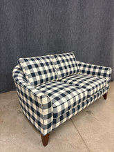 Load image into Gallery viewer, Ethan Allen Navy Buffalo Check Loveseat