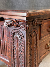 Load image into Gallery viewer, Antique Renaissance Revival Carved Quarter-Sawn Oak Executive/Library/Partner's