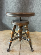 Load image into Gallery viewer, Antique Adjustable Swivel Piano Stool with Claw &amp; Ball Feet