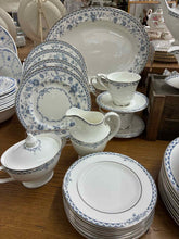 Load image into Gallery viewer, Royal Doulton Platinum Trim Floral Bone China White Dinnerware set