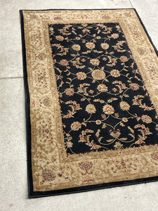 Dalyn Black and Tan Floral Area Rug