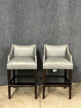 Load image into Gallery viewer, Pair of Lee Industries Gray Leather Bar Stools