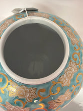 Load image into Gallery viewer, Porcelain Asian Floral Turquoise 2 Piece Jar