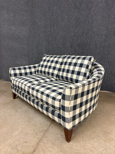 Ethan Allen Navy Buffalo Check Loveseat
