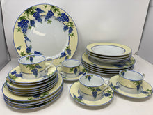 Load image into Gallery viewer, Blue Trim Floral Bone China Yellow Dinnerware set