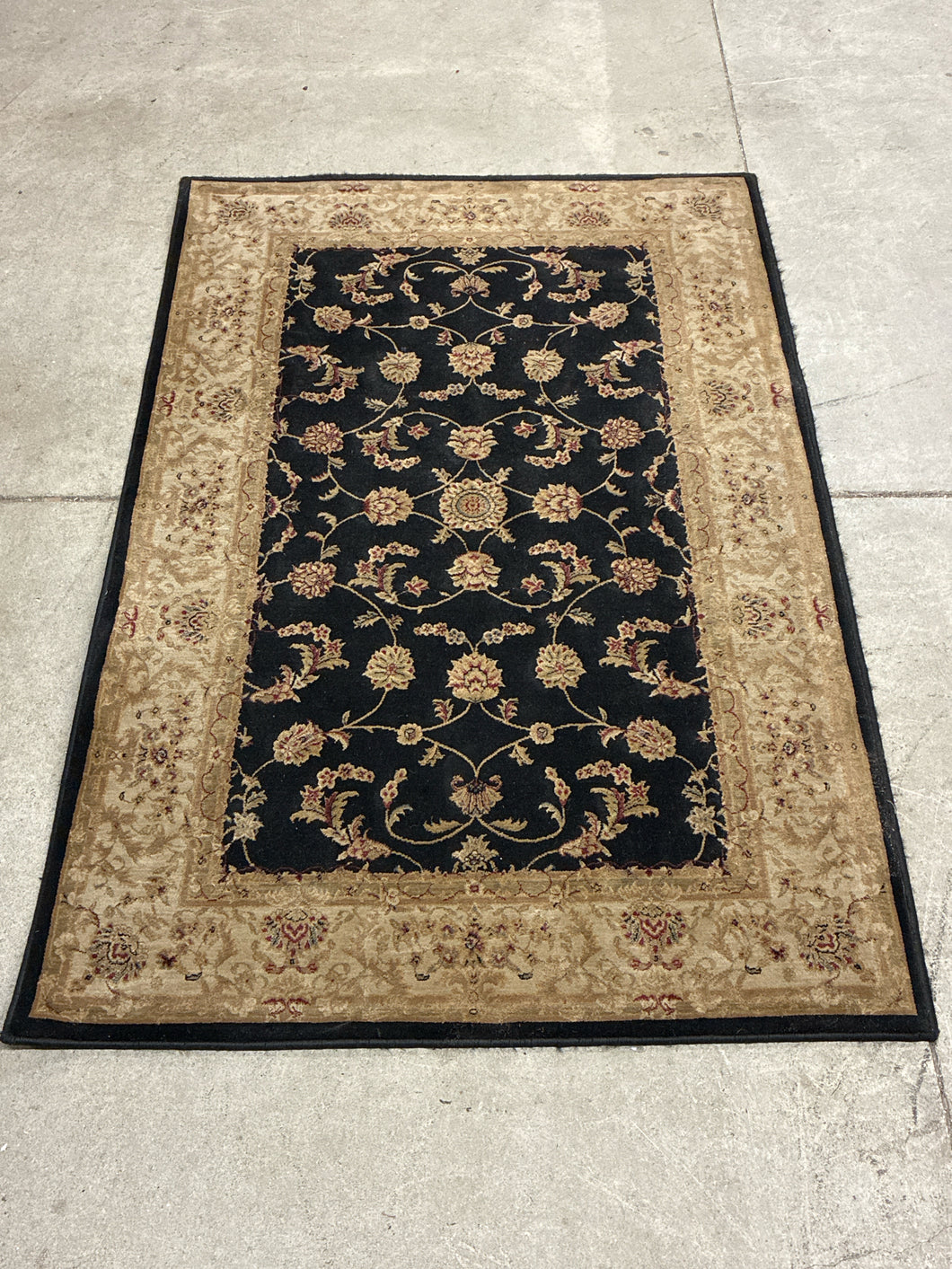 Dalyn Black and Tan Floral Area Rug