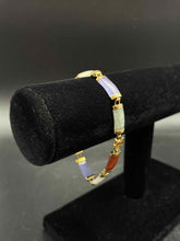 Load image into Gallery viewer, 1 Piece Gold Cylinder Jade Multi-Color Bracelet