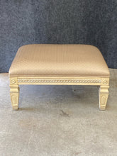 Load image into Gallery viewer, Cream/Tan Upholstered Ottoman