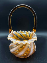 Load image into Gallery viewer, Fenton Glass Swirl Caramel 1 Piece Basket