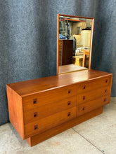 Load image into Gallery viewer, Mid-Century Modern Teak Veneer 6-Drawer Dresser with Mirror