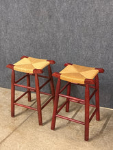 Load image into Gallery viewer, Pair Of Rush Seat Counter Height Stools