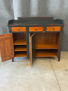 John K. Spicer & Son Black Primitive Sideboard with Cherry Drawers