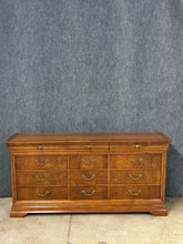 Load image into Gallery viewer, Thomasville Burl Wood Triple Dresser &amp; Tri-Fold Mirror