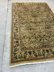 Wool Area Rug with Olive & Maroon Persian Motif