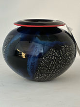 Load image into Gallery viewer, Blue Glass Abstract Black Vase