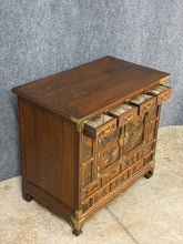 Load image into Gallery viewer, Antique Asian Painted Chest with Brass Accents