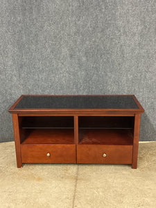Pinnacle Design Cherry & Black Glass TV Stand with Drawers