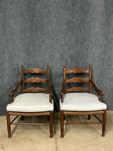 Load image into Gallery viewer, Pair of Minton-Spidell Style French Country Ladder Back Armchairs