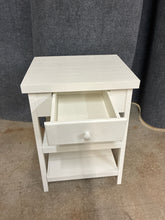 Load image into Gallery viewer, White Cottage-Style Side Table with Drawer &amp; Shelves