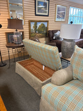 Load image into Gallery viewer, Wesley Hall Oversized Plaid Chair With Cedar-lined Storage Ottoman