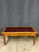 Load image into Gallery viewer, Antique English Pitch Pine and Tooled Leather Writing Desk